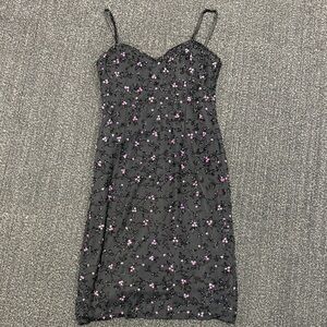 Elegant Black and Pink Floral Mini Dress